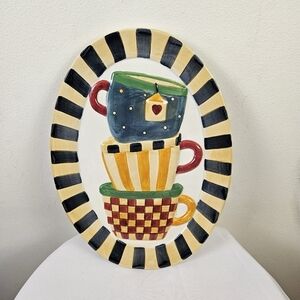 Sakura Debbie Mumm Coffee Tea Cups Mugs 14 Inch Vintage 1998 HandServing Platter